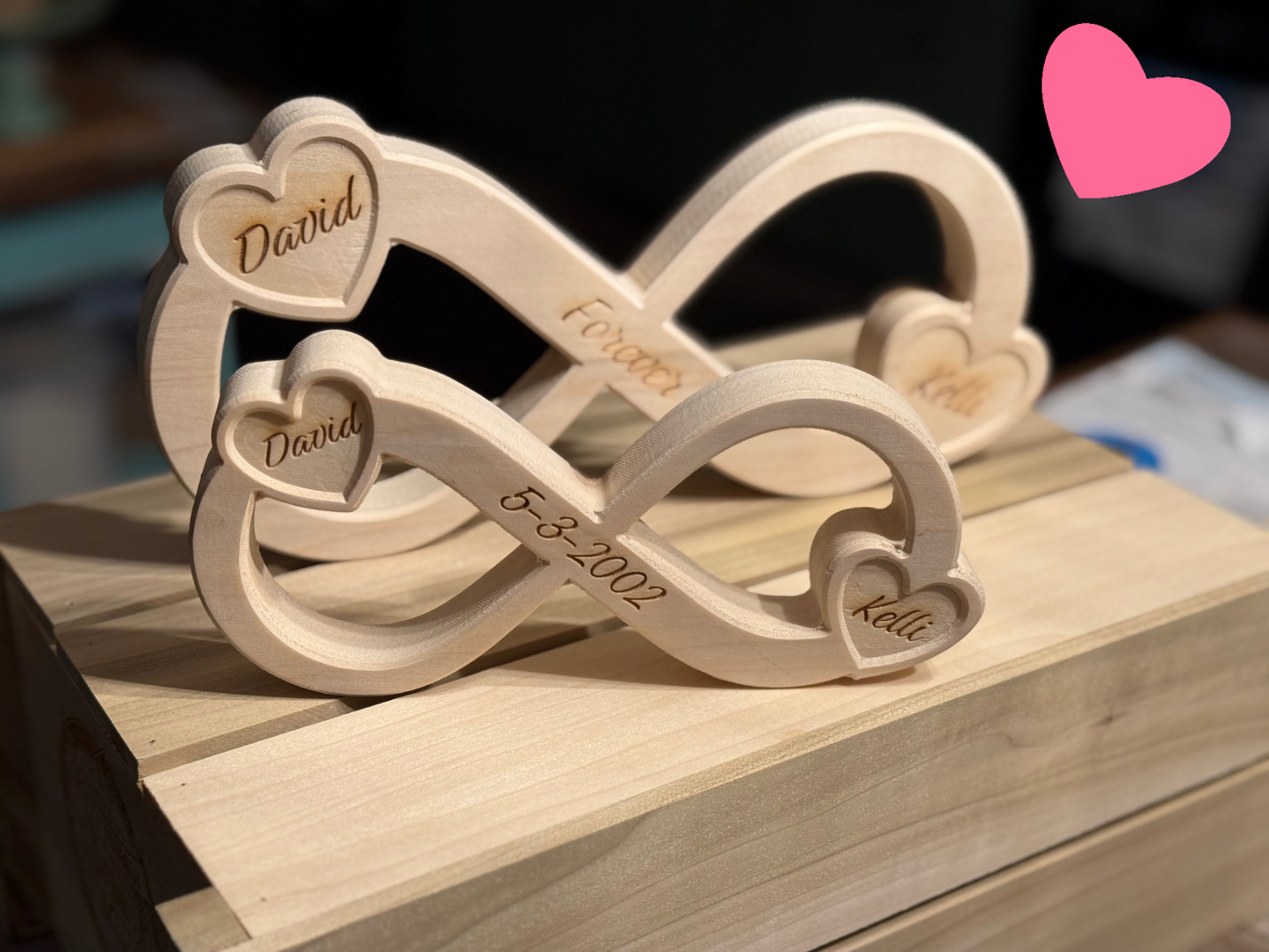 Personalized Infinity Hearts Decoration Small (7.5" x 3.5")
