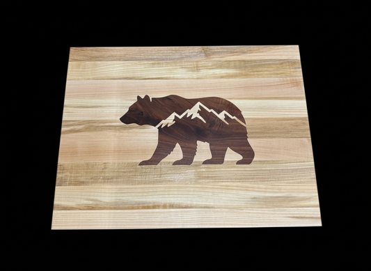Maple Cutting Board with Walnut Bear Inlay