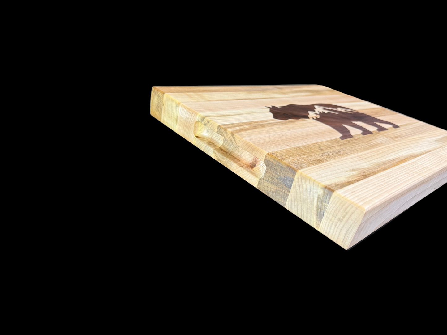 Maple Cutting Board with Walnut Bear Inlay