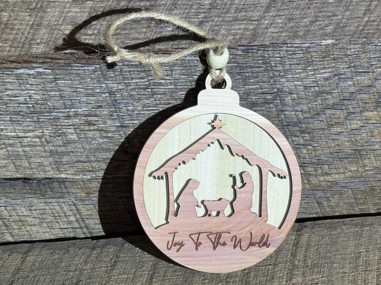 Solid Wood Nativity Christmas Ornaments - Save $2.00 each on 6 or more!