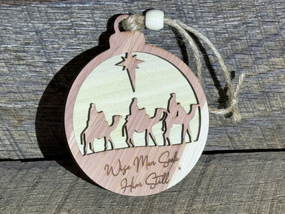 Solid Wood Nativity Christmas Ornaments - Save $2.00 each on 6 or more!