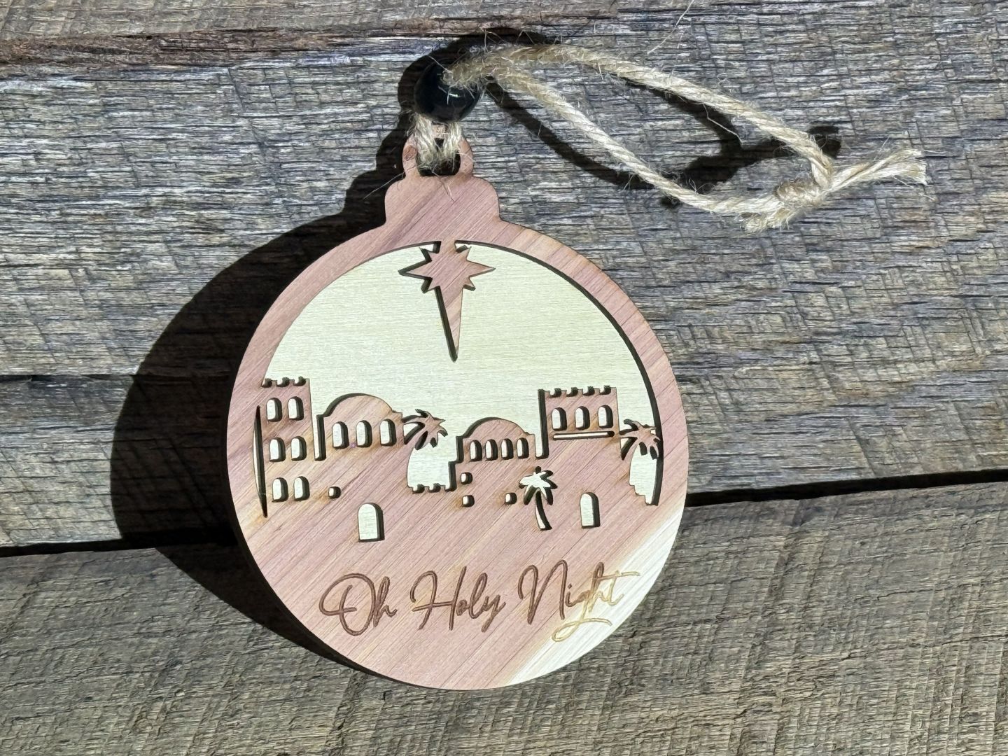 Solid Wood Nativity Christmas Ornaments - Save $2.00 each on 6 or more!