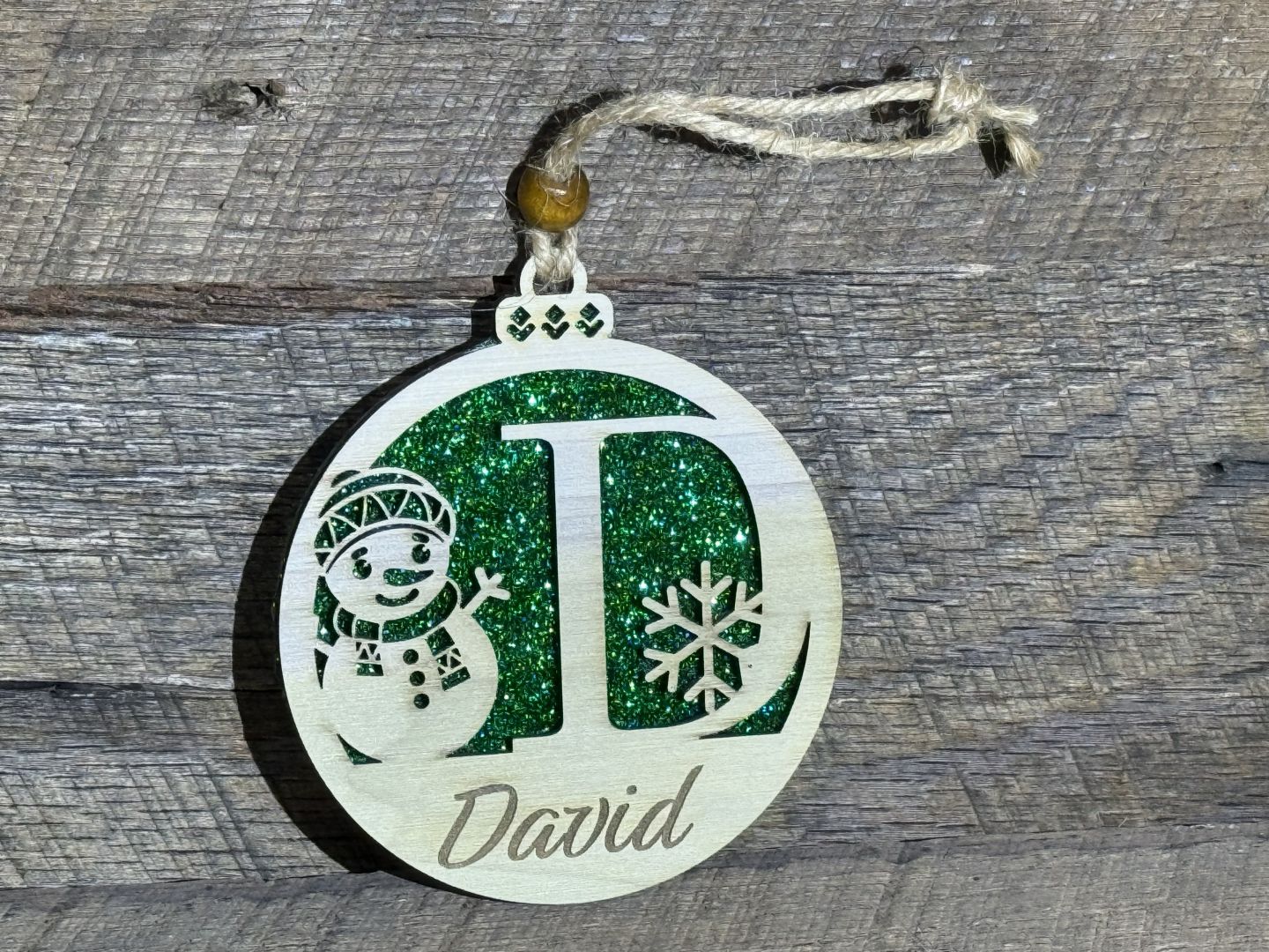 Personalized Snowman Monogram Christmas Ornament - Save $1.00 each on 4 or more