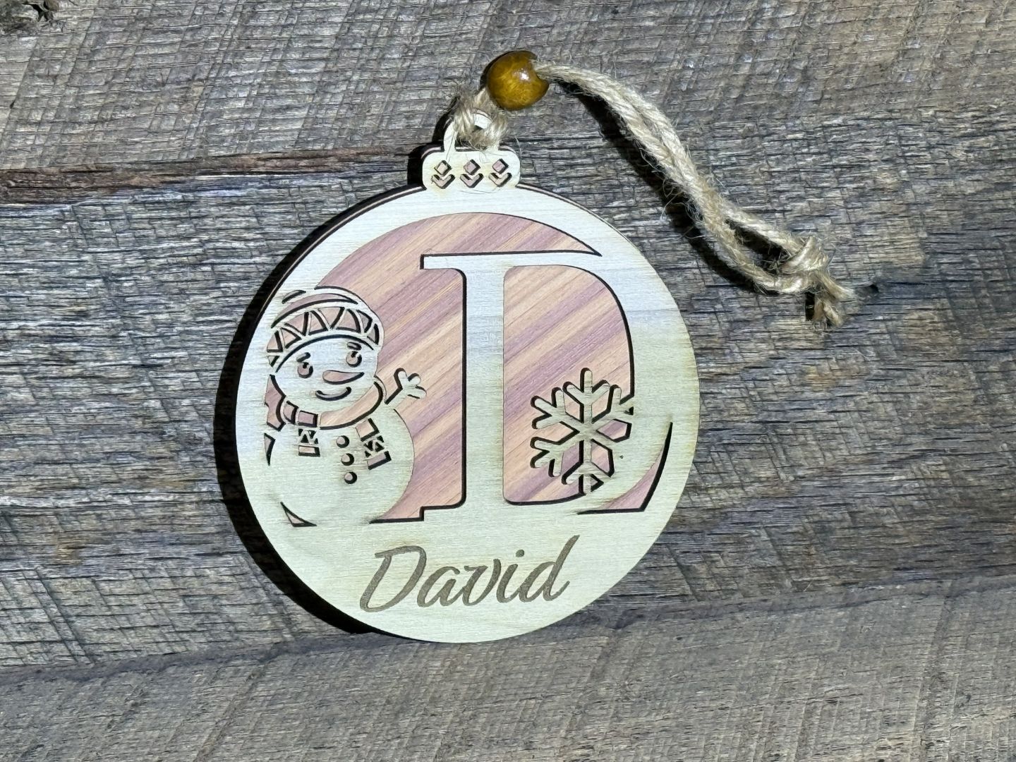 Personalized Snowman Monogram Christmas Ornament - Save $1.00 each on 4 or more