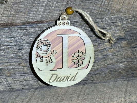 Personalized Snowman Monogram Christmas Ornament - Save $1.00 each on 4 or more